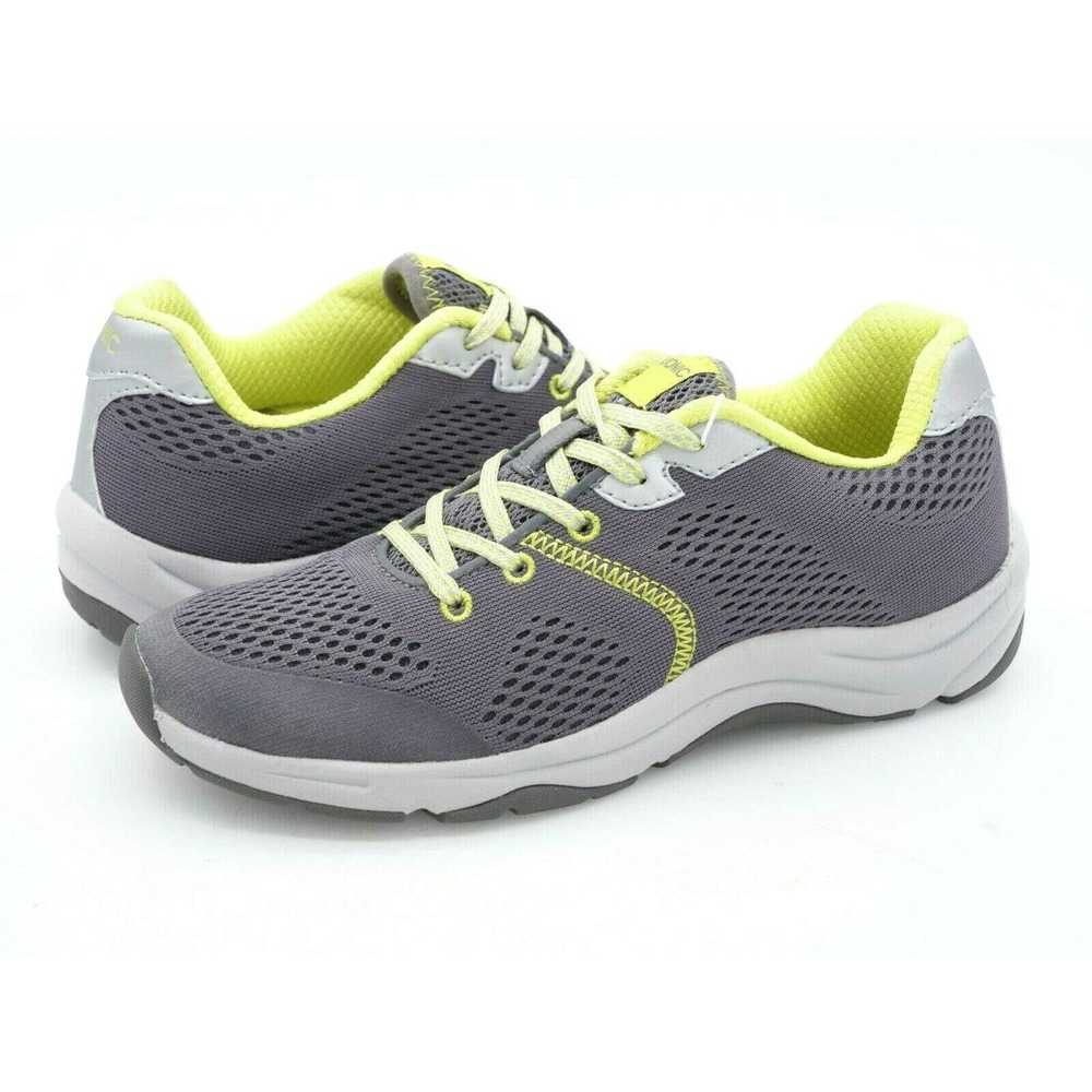 Vionic Action Emerald Womens 5 Walking Shoes Gray Mesh Lace Up Orthotic Sneakers
